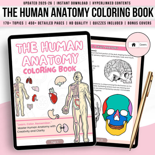 Human Anatomy Coloring Book – Anatomy Study Aid (Printable PDF)