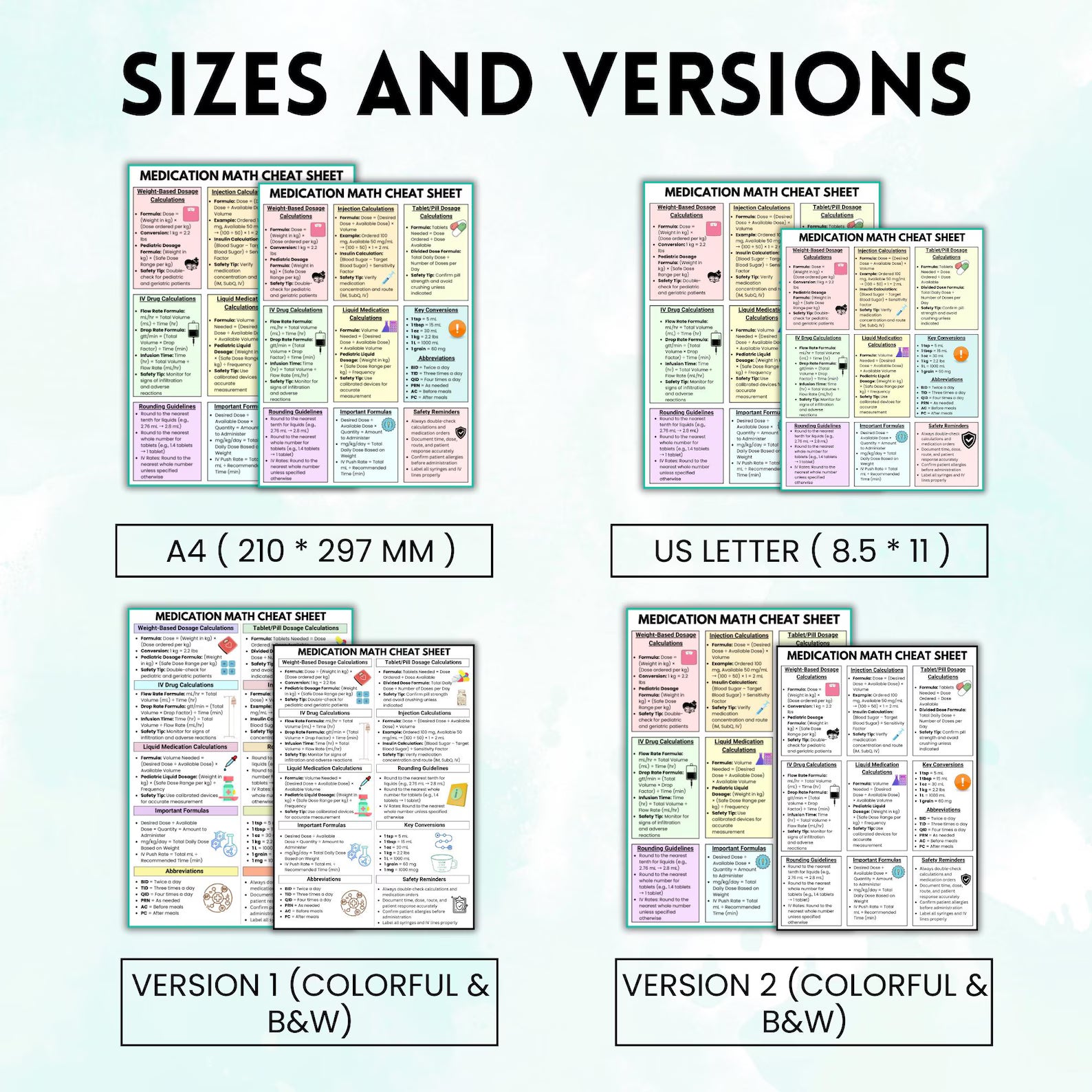 Medication Math Cheat Sheet, Bonus Medication Log, Weight Based Dosage Calculation, Medication Reference, Instant Download