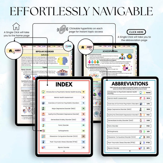 Psychiatric Mental Health Study Guide | Nursing Notes & Psychiatric Nurse Material | 90+ Pages + Bonus Mood Tracker | Instant Download PDF