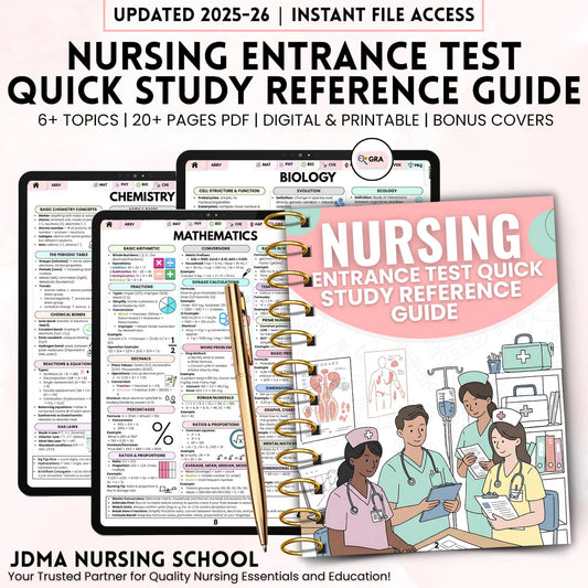 Nursing Entrance Exam Study Guide – Quick Reference Prep Sheets (PDF)