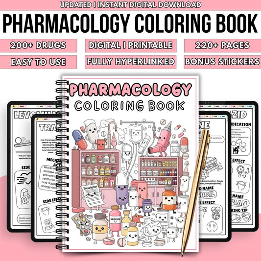 Nursing Pharmacology Coloring Book – 200+ Drugs (Printable PDF)