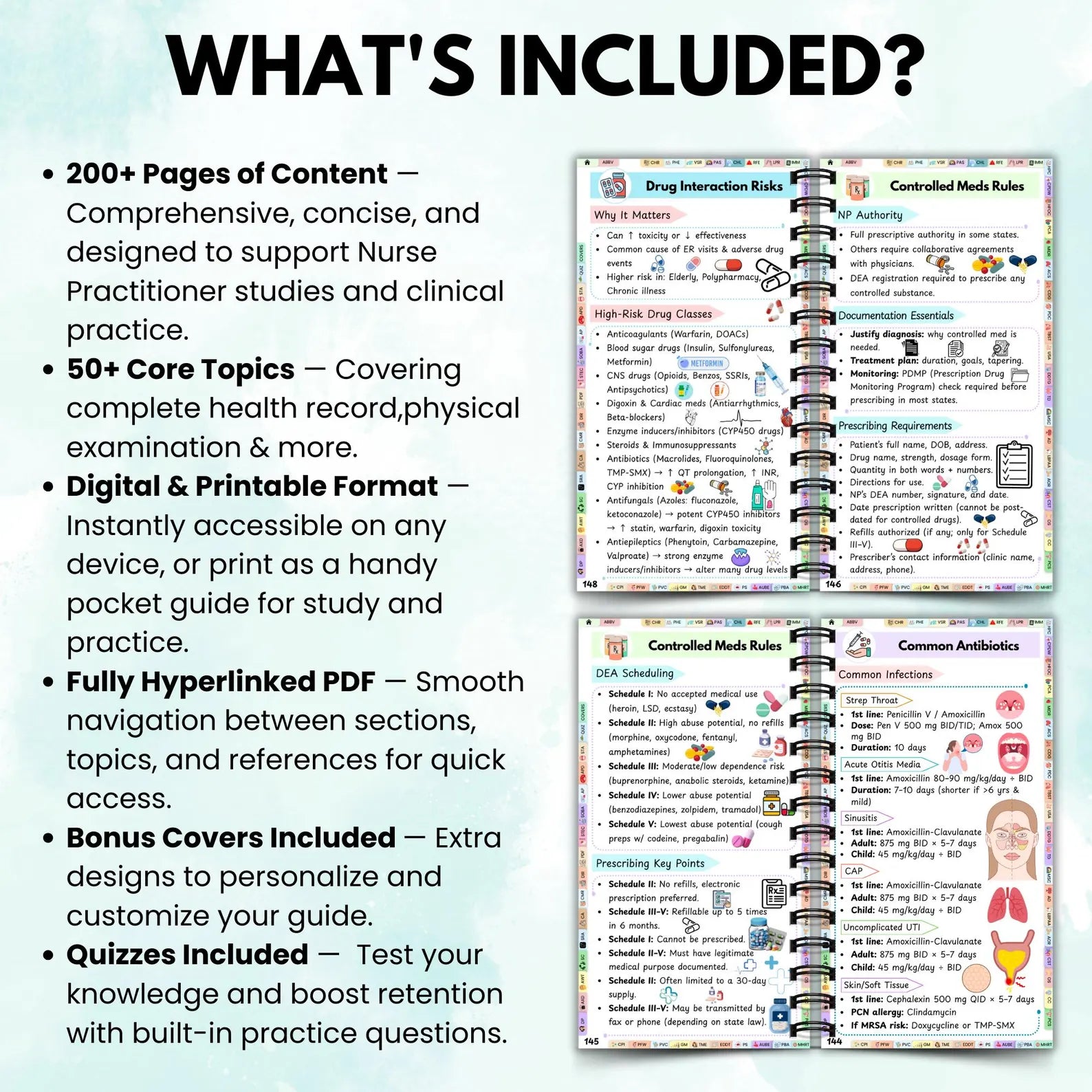 NP Pocket Guide, Nursing Study Aid, Family Nurse Practitioner Reference, Clinical Skills Guide, 200+ Pages + Bonus Covers, Instant Download