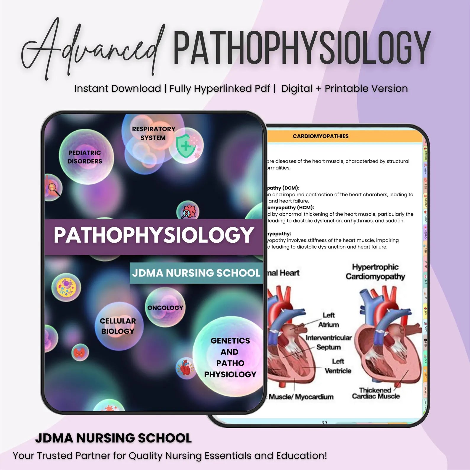 Pathophysiology Bundle with Flashcards, Quizzes, Stickers, Hyperlinked | Nursing School | Nursing Study Guide | Digital PDF