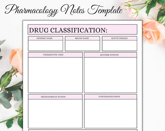 Pharmacology Note – Drug Sheet (Printable PDF)