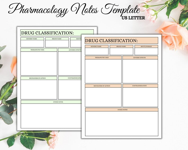 Pharmacology Note | Drug Sheet | Printable Sheet | Nursing Templates | Instant Download