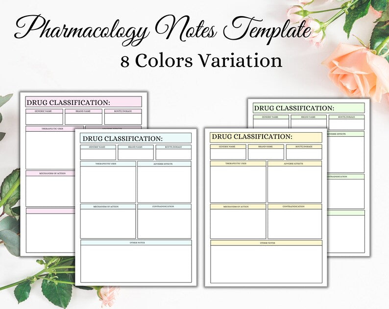 Pharmacology Note | Drug Sheet | Printable Sheet | Nursing Templates | Instant Download