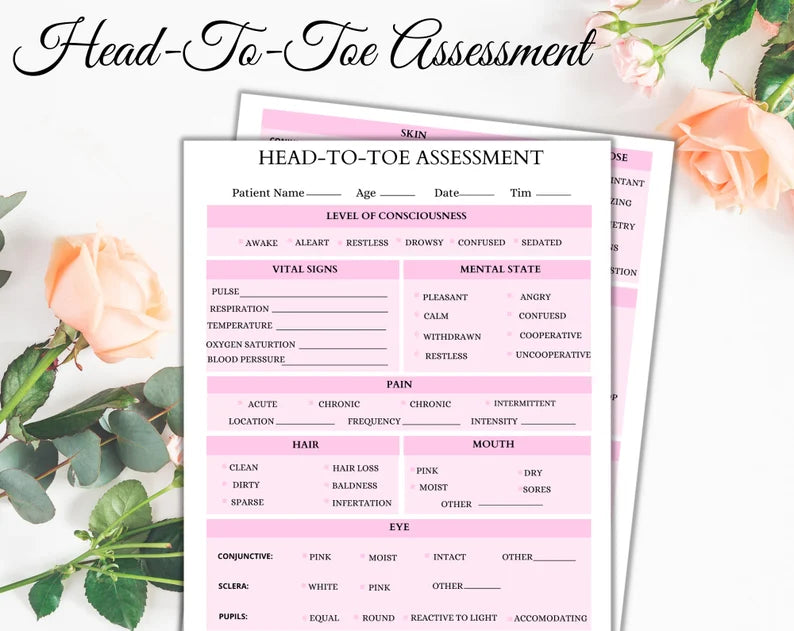 Head To Toe Assessment | Nursing Report | Assessment Template | Digital PDF | Nursing Head To Toe | Digital Download