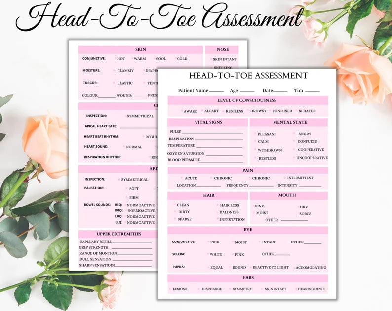 Head To Toe Assessment | Nursing Report | Assessment Template | Digital PDF | Nursing Head To Toe | Digital Download