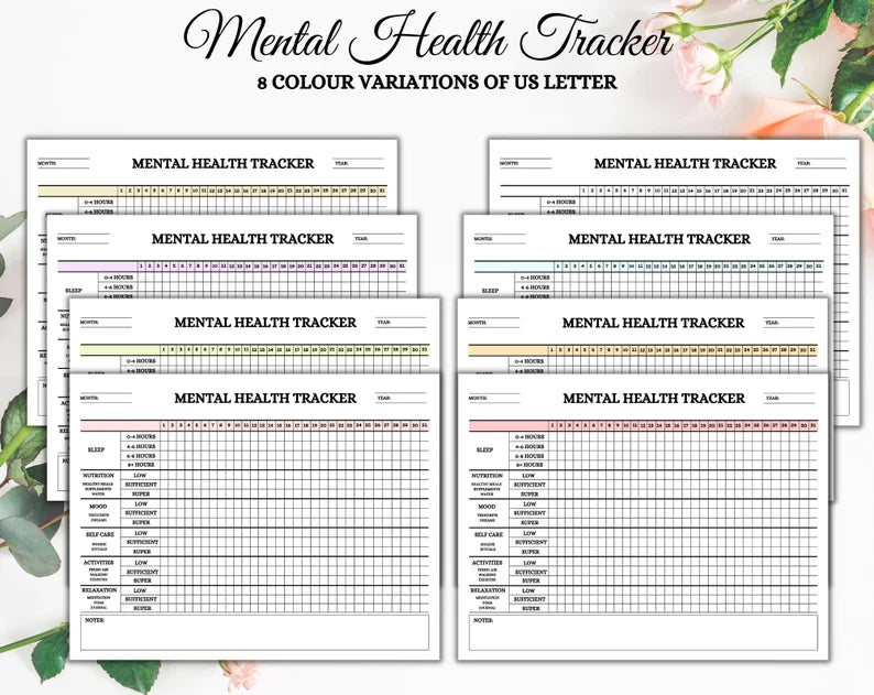 Mental Health Tracker | Printable Tracker | Tracker Template | Digital Download