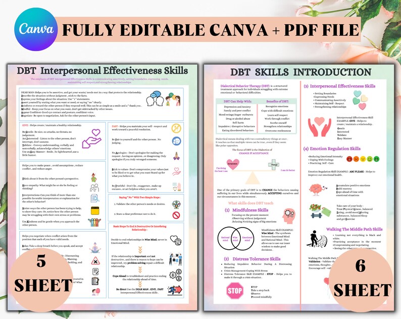 DBT Coping Skill Cards | DBT Cards | Printable Cards | DBT Skills Tracker | Instant Download