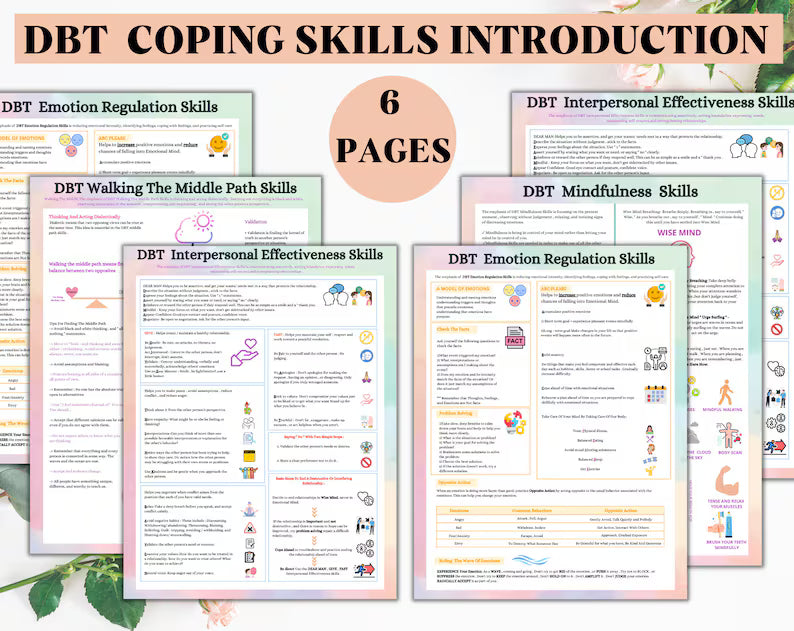 DBT Coping Skill Cards | DBT Cards | Printable Cards | DBT Skills Tracker | Instant Download