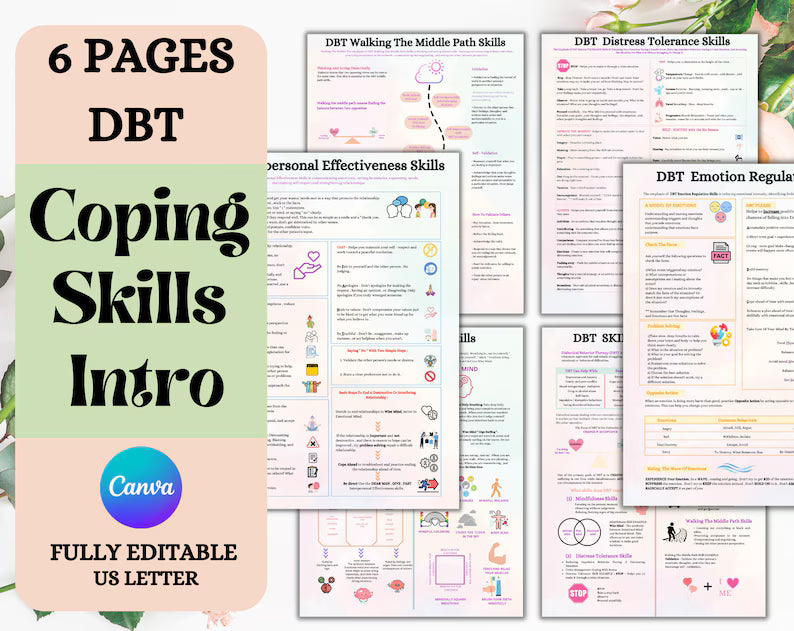 DBT Coping Skill Cards | DBT Cards | Printable Cards | DBT Skills Tracker | Instant Download