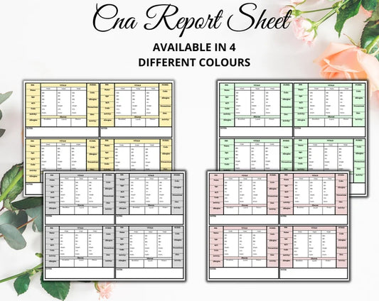 CNA Sheet Report | cna template | Printable & Fully Editable | Cna Flow Sheet | Digital Download | Vitals Log
