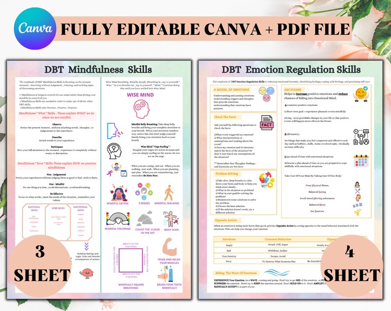DBT Coping Skill Cards | DBT Cards | Printable Cards | DBT Skills Tracker | Instant Download