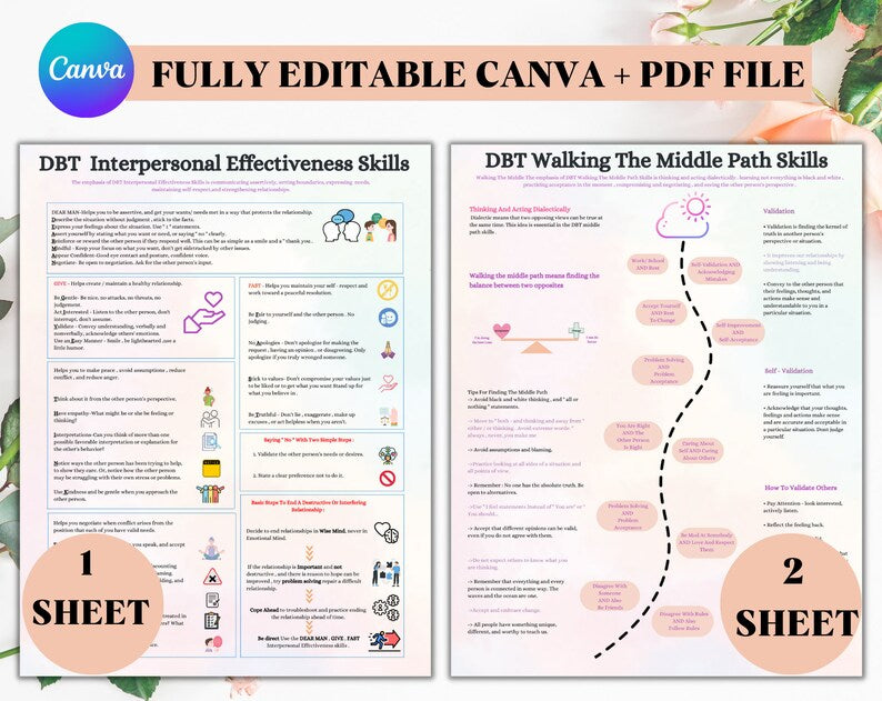 DBT Coping Skill Cards | DBT Cards | Printable Cards | DBT Skills Tracker | Instant Download