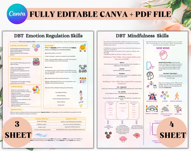 DBT Coping Skill Cards | DBT Cards | Printable Cards | DBT Skills Tracker | Instant Download