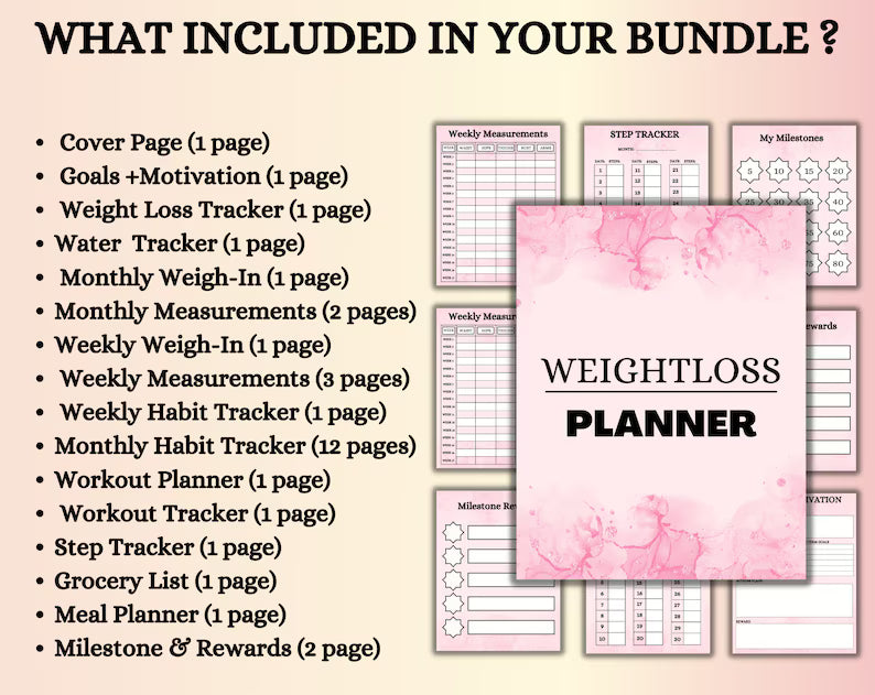 Weight Loss Tracker | Weight Loss PDF | Weight Tracker | Instant Download | Fitness Tracker | Calories Calculator