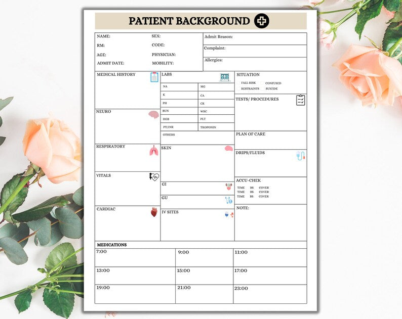 Nurse Sheet Report | Instant Download | Nurse Reporting | Printable Sheet