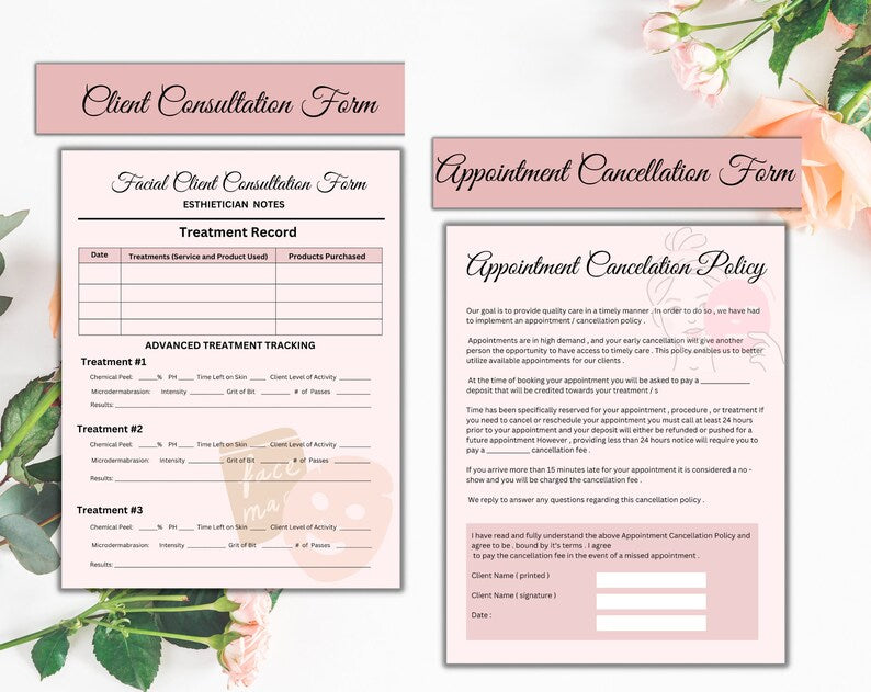 Esthetician Form | Consultation Form | Esthetician Busines Form | Printable Form | Instant Download | Skin Care Guide | Esthetician Template