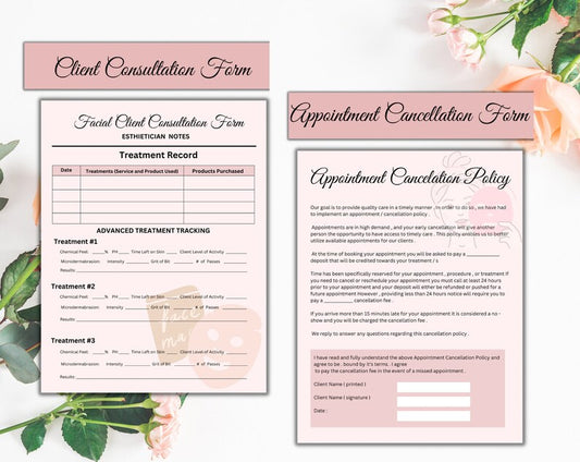 Esthetician Form | Consultation Form | Esthetician Busines Form | Printable Form | Instant Download | Skin Care Guide | Esthetician Template
