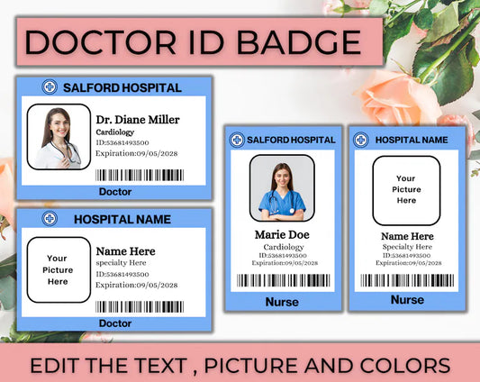 Doctor ID Badge – Editable Hospital Staff ID (Editable Template)
