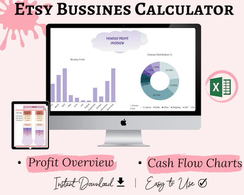 Etsy Profit Calculator | Etsy Fee Calculator | Etsy Spreadsheet | Instant Download | Spreadsheet for Small Business | Excel Google Sheets