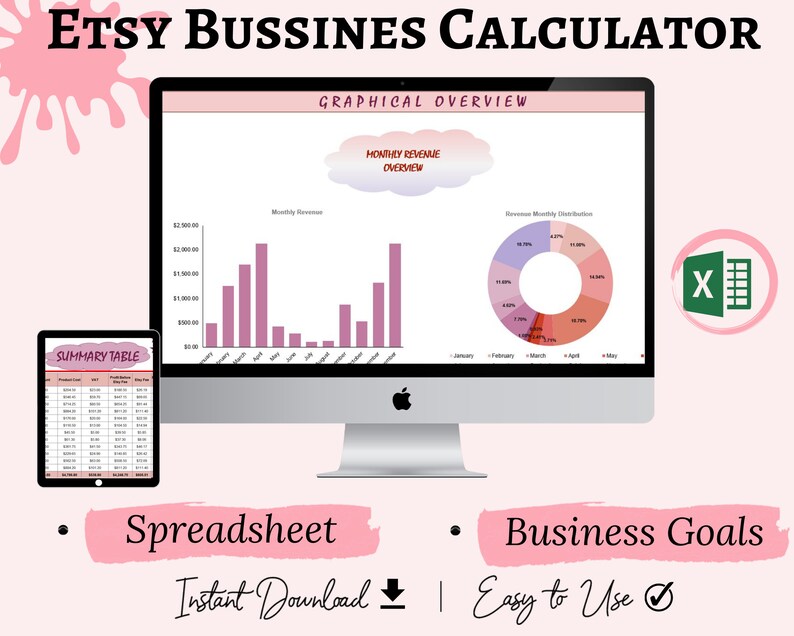 Etsy Profit Calculator | Etsy Fee Calculator | Etsy Spreadsheet | Instant Download | Spreadsheet for Small Business | Excel Google Sheets