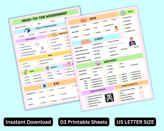 Head-To-Toe Assessment Guide | Nursing Student | Assessment Template | Digital PDF | Nursing Head To Toe | Digital Download | Nursing Report