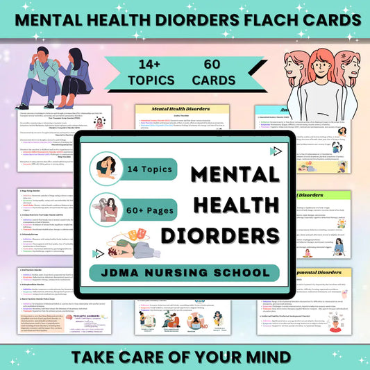 Mental Health Disorder Flash Cards 60 Pages – Study Guide (Printable PDF)