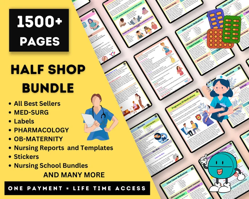 Mega Bundle Hlalf Shop 1500+ Pages | Mega Bundle | Entire shop bundle for Life Time Access | Nursing Bundle | All best Seller Included