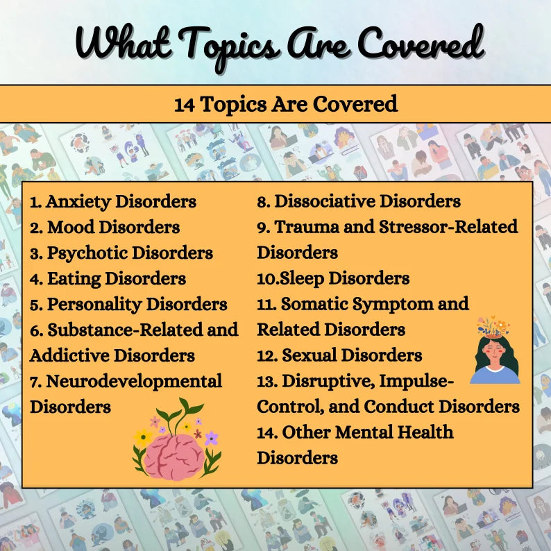 Mental Health Disorder Stickers | Disorder Stickers | Nursing Study Guide | Health Disorder | Study Guide | Digital Download