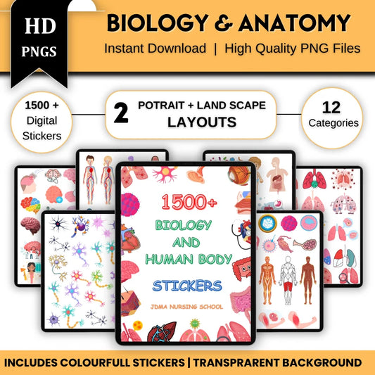 Human Biology Digital Stickers 1100+ – Biology Sticker (Digital Stickers)