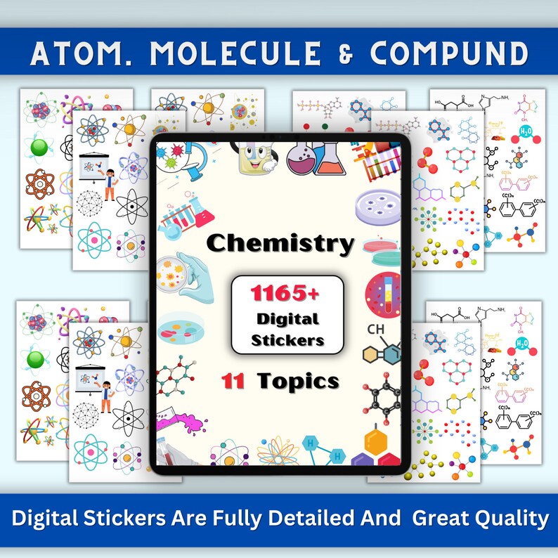 Chemistry Science Digital Stickers | Chemistry Stickers | Digital Chemistry | PNG File Stickers | Instant Download | High Quality PNG