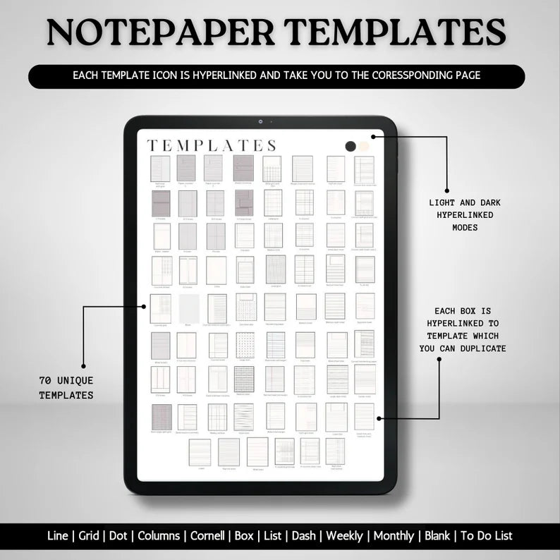 Digital Notebook | Hyperlinked Notebook | 20 Color Themes | Notebook Templates | Pre-cropped Stickers | Premium Cover Pages | PDF File
