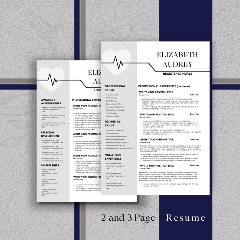 Nurse Resume Template | Professional Resume | Student Nurse Resume | Medical Resume | Instant Download | Rn Resume