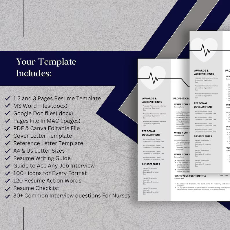 Nurse Resume Template | Professional Resume | Student Nurse Resume | Medical Resume | Instant Download | Rn Resume