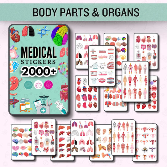 Medical Stickers 2000+transparent back Ground | Pre-cropped | Healthcare Sticker | Human Body Sticker | HD PGN file | Free Digital Paper