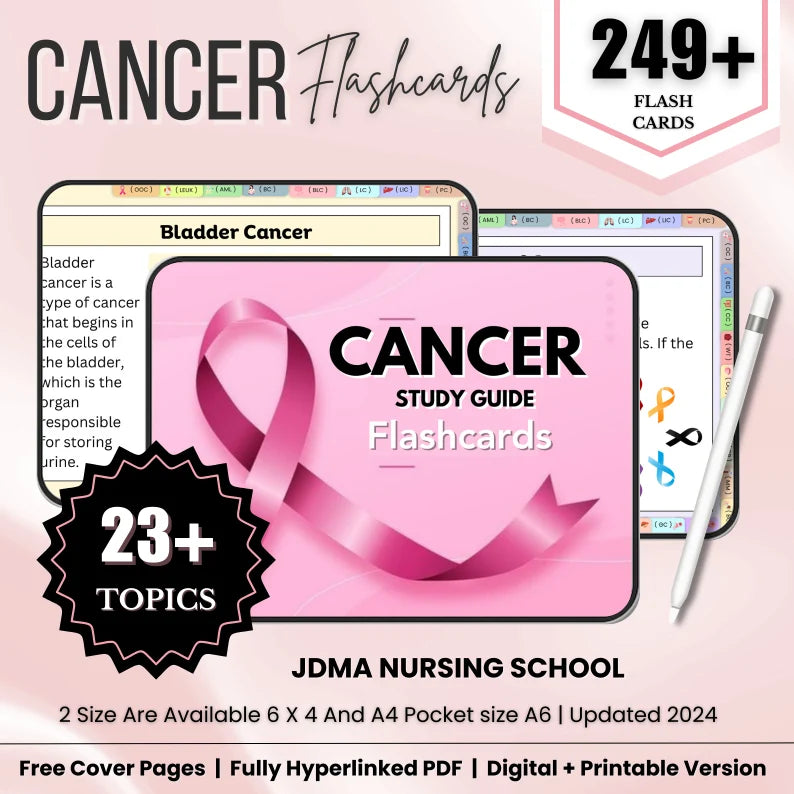 Cancer Flashcards Hyperlinked 249+pages | Nurse Notes | Med Surg Guide | Breast Cancer | Nursing Study Notes | Oncology Notes | Nursing gift