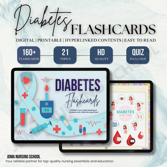 Diabetes Flashcard Bundle – 21-Topic Nursing Study Guide (PDF)