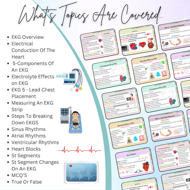 EKG Flashcards 249+ With Hyperlinked | Medical Nursing Study | Cardiac Study Guide | Ekg Rhythms | Electrocardiogram | Free Cover Pages