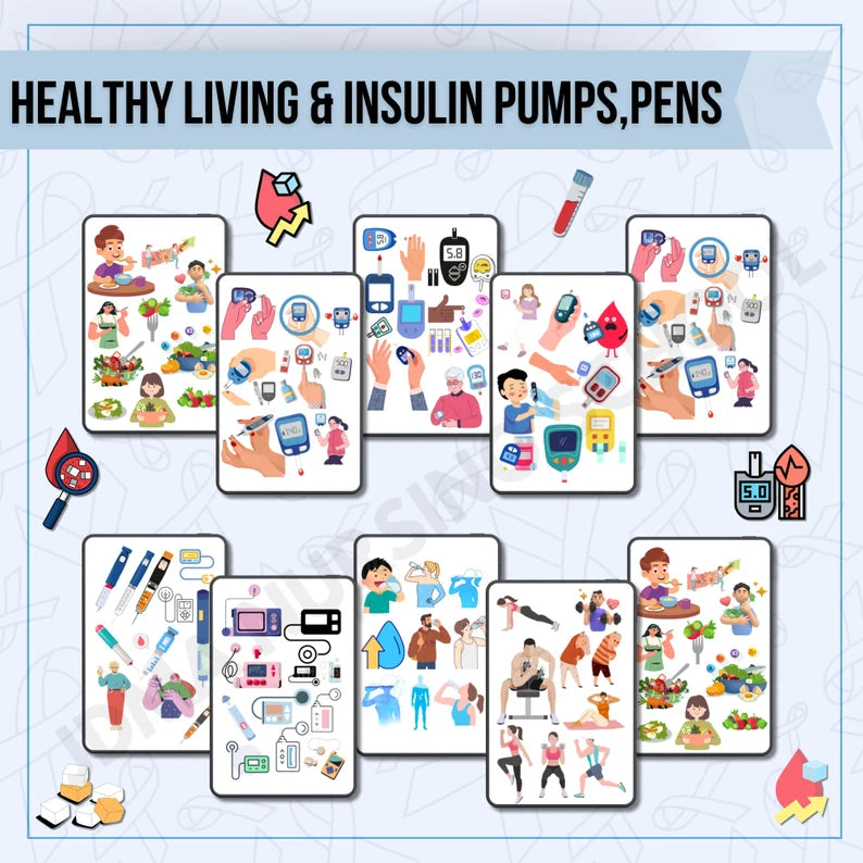 Diabetic Stickers Bundle with SVG's | Nursing Study Note | Medication Guide | Insulin Guide | Medical Sticker | free papers