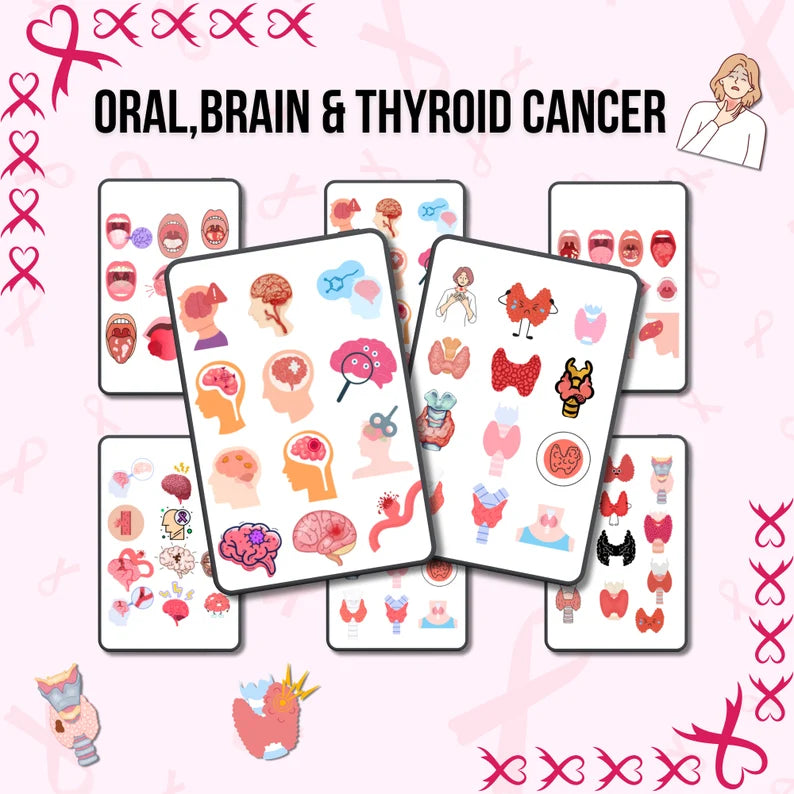 Cancer Stickers Bundle with Digital Paper | Cancer Survivor | Nurse Notes | Med Surg Guide | Breast Cancer | Nursing Study | Digital Sticker