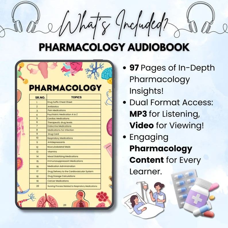 Pharmacology Audiobook | Audio and Video Version | Medication Guide | Easy to Study | Medical Education | Digital Download
