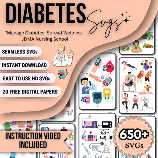 Diabetes SVG Bundle – 650+ Human Body & Insulin Graphics (Digital Stickers)
