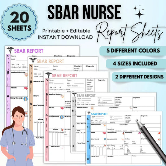 SBAR Nurse Report Sheet – 20 Editable & Printable Templates (4 Sizes)