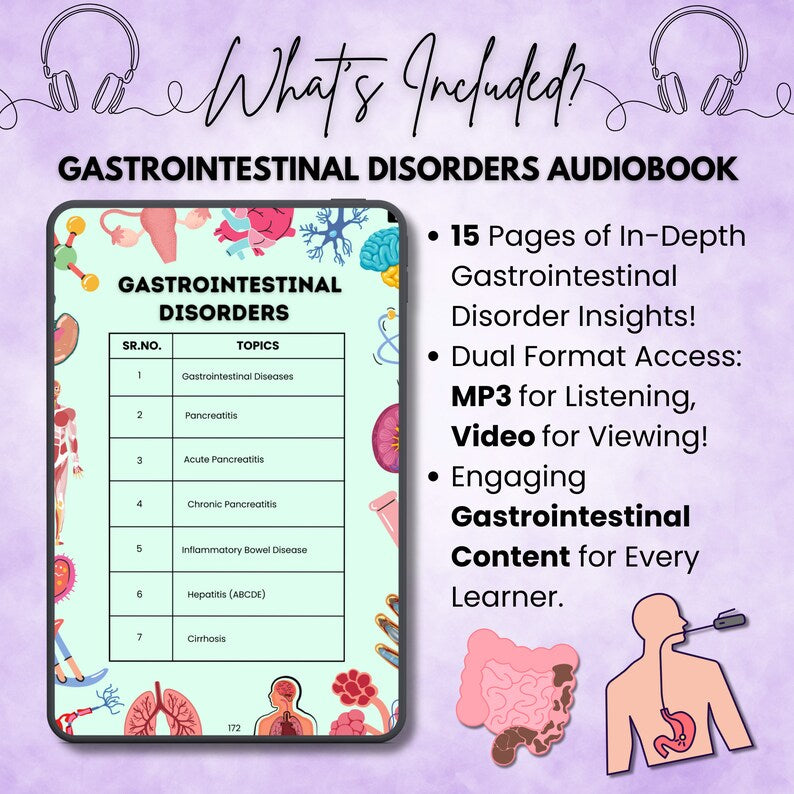 Gastrointestinal Disorders Audiobook | Audio and Video Version | Easy to Study | Nursing Study | Instant Download