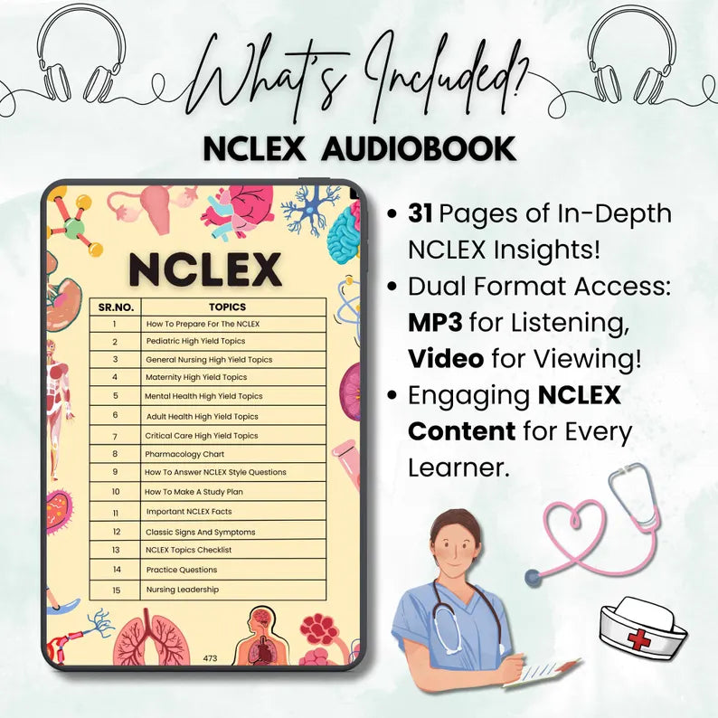 NCLEX Audiobook | Nursing Exam Review Audiobook | Next Gen NCLEX | NCLEX Study Guide | Nursing Exam Prep | Instant Download