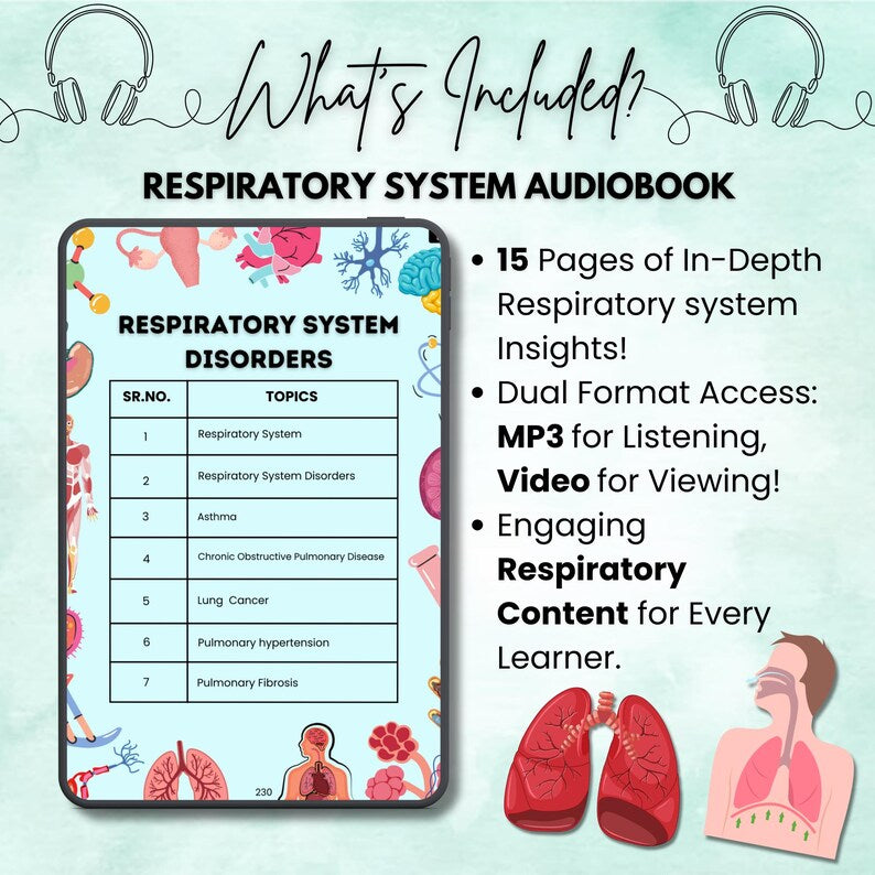 Respiratory Disorder Audiobook | Nursing Study Guide | Respiratory Diseases | Digital Download | Respiratory System Study