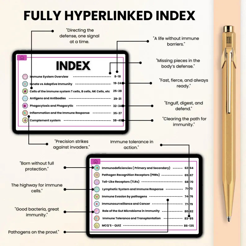 Immune System Flashcards Hyperlinked with Stickers | Nursing Study Card | Medical Flashcards | Biology Study Aid | Immune System Study Guide