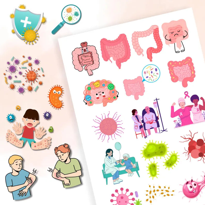 400+ Immunology System Stickers | Pre-Cropped | Goodnotes PNG | Individual PNGs | Human Body Sticker | Instant Download | HD PGN File
